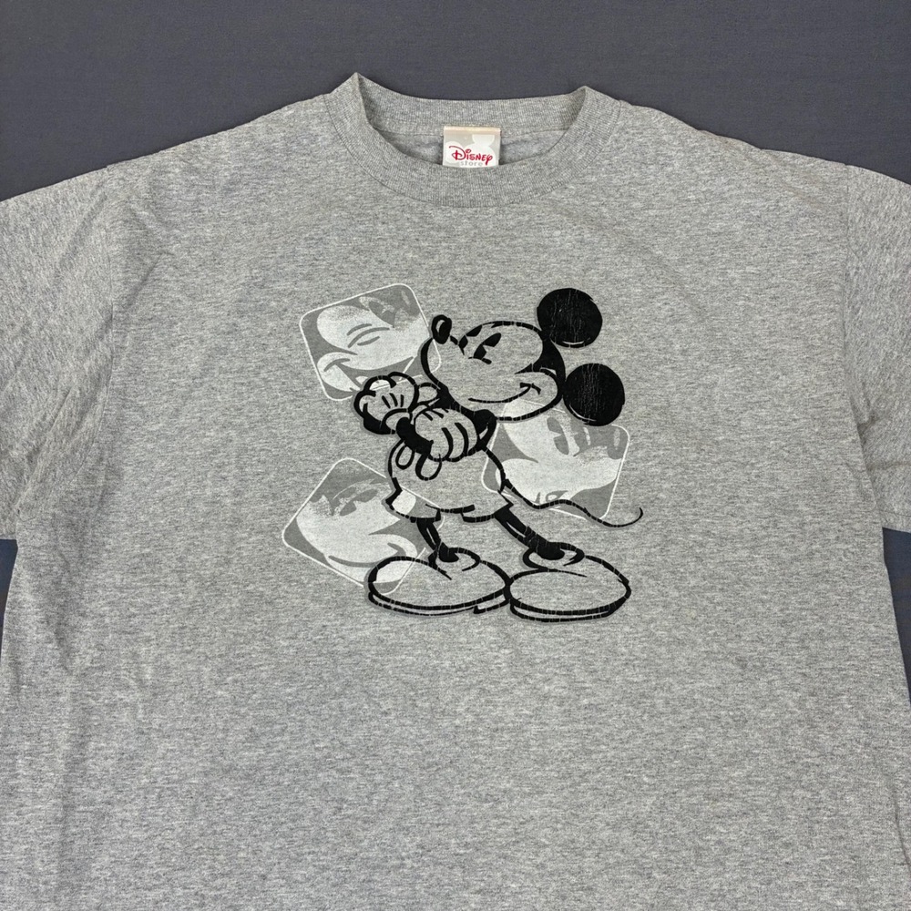 Vintage Mickey Mouse T-Shirt Men's Size Large Gray Made in USA Disney Store
